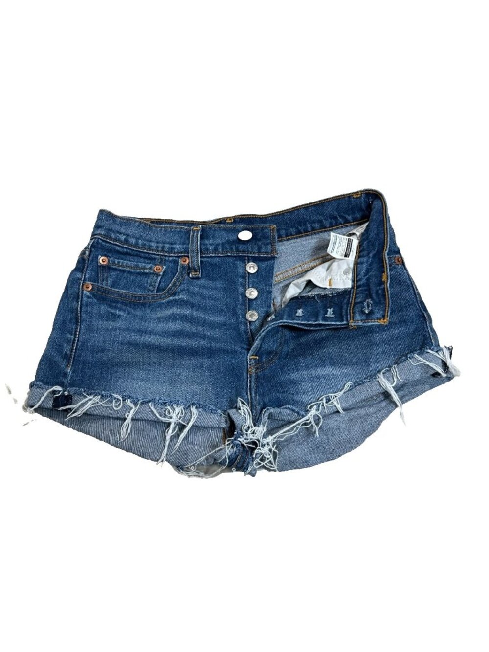 Levi's 501 Shorts Womens 27  Blue Jean Short Denim Cut Off Mid Rise Button Fly